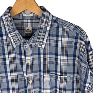 Peter Millar Mens XXL 2XL Blue Plaid Short Sleeve Button Down Shirt Cotton